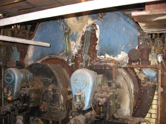 Asbestos insulation around a boiler