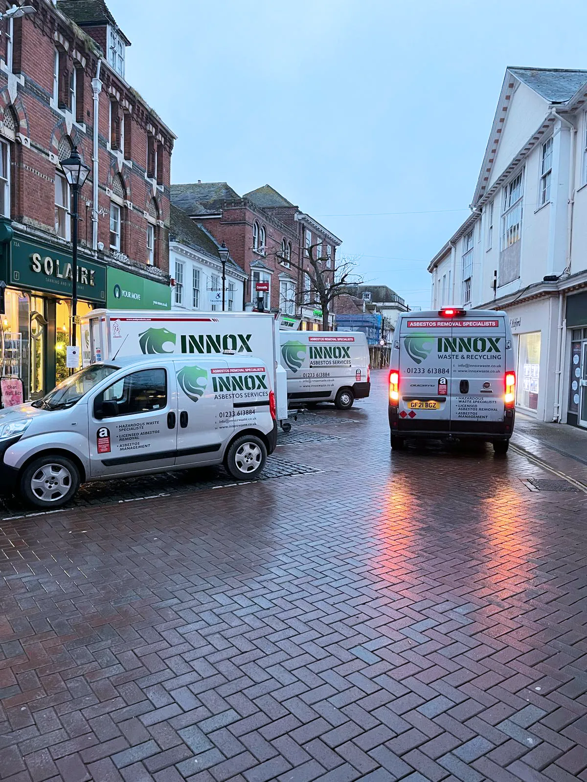 INNOX asbestos removal van fleet on Ashford high street