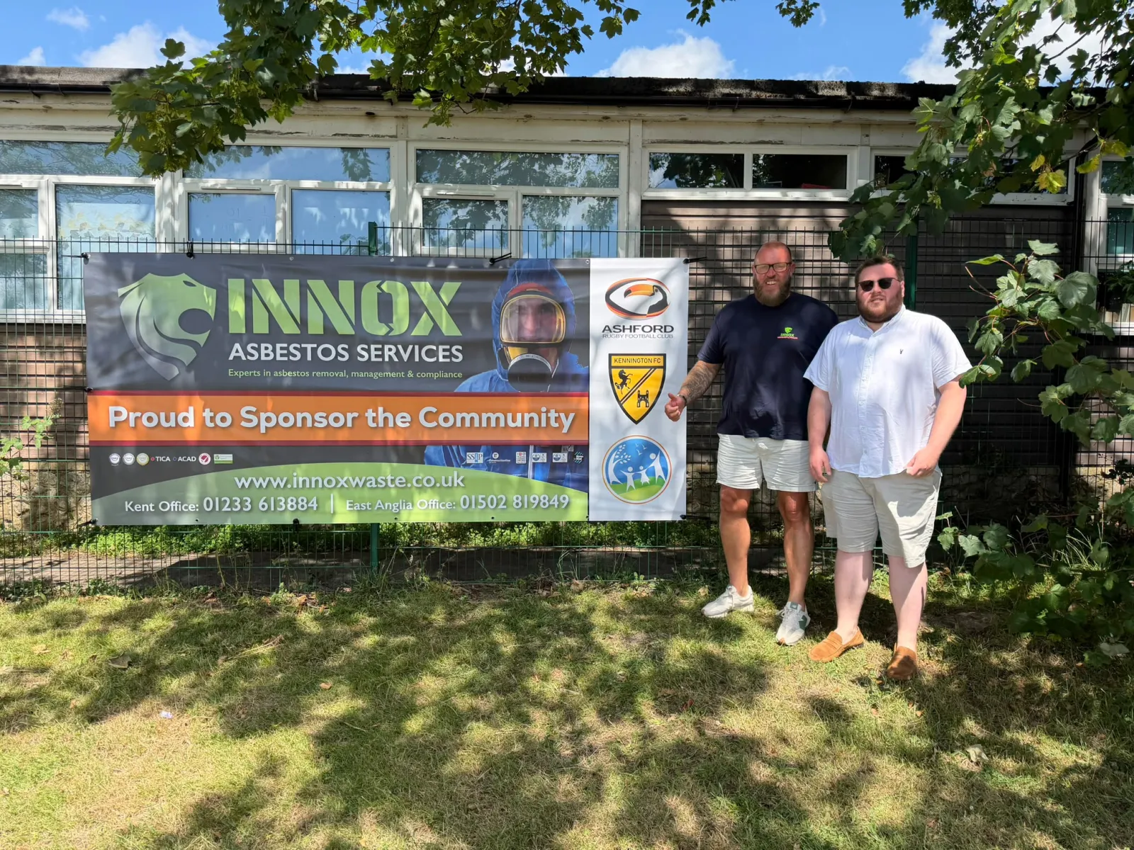 INNOX-sponsored Ashford RFC and Kennington FC players on the pitch