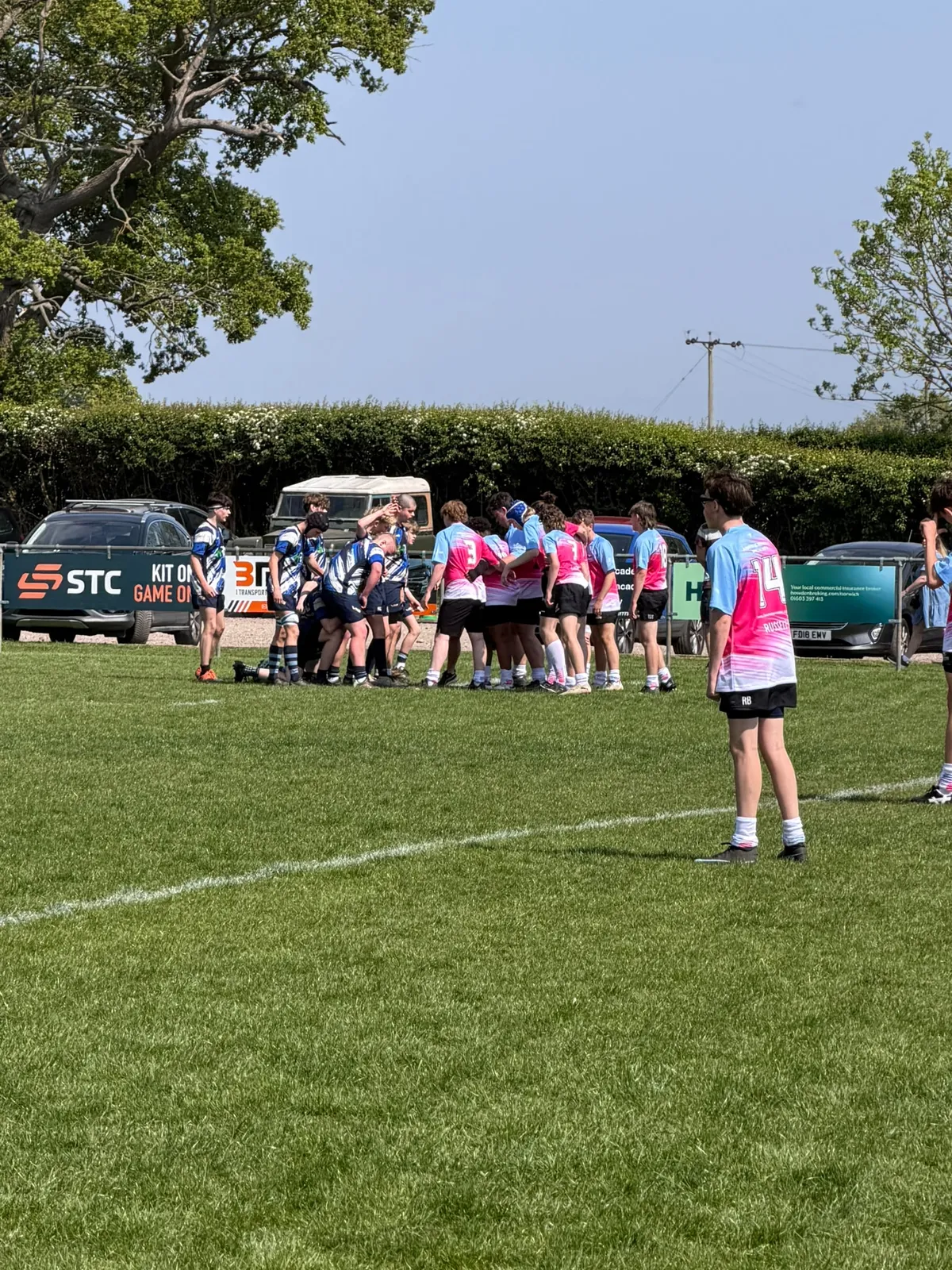 Match action at a youth rugby tournament